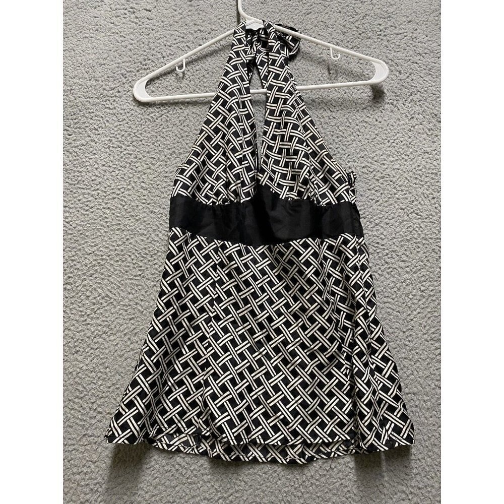 White House Black Market  Backless Chain Halter Peekaboo Silk XS Top